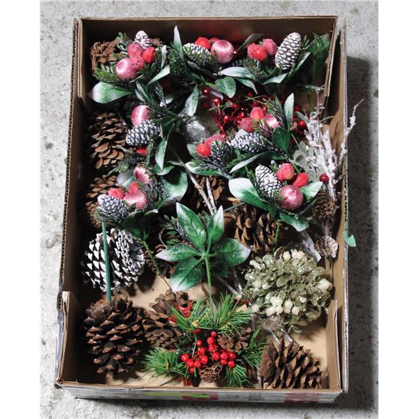 CHRISTMAS DECORATIONS - PINECONES/BERRIES & MORE