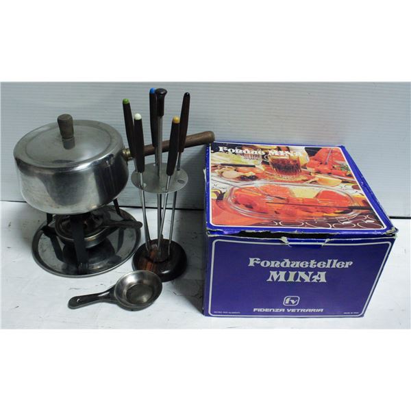 6 FONDUE PLATES & FONDUE SET - ESTATE