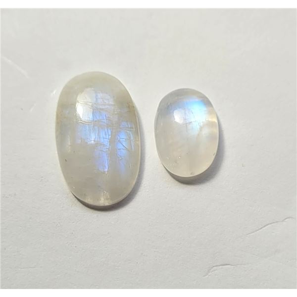 18) LOT OF 2 OVAL MOONSTONE GEMSTONES, READY