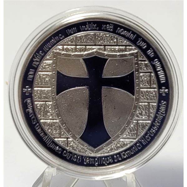 12) ENCAPSULATED, SILVER TONE WITH BLUE ENAMEL