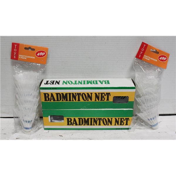 TWO BADMINTON NETS, AND 12 BIRDIES