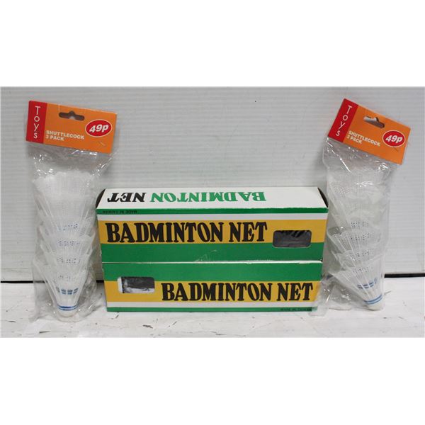 TWO BADMINTON NETS, AND 12 BIRDIES