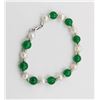 Image 1 : #124-EMERALD & WATER PEARL BRACELET 7-8MM/7.5"