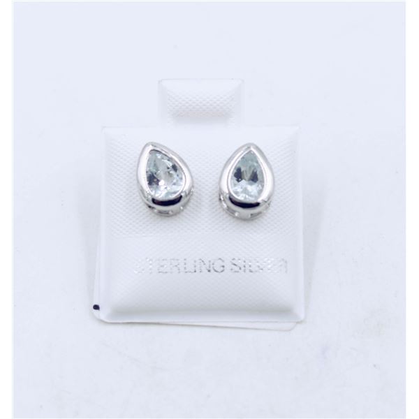 #01-SKY BLUE TOPAZ GEMSTONE  EARRINGS