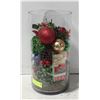 Image 1 : LARGE GLASS VASE WITH XMAS DECOR,