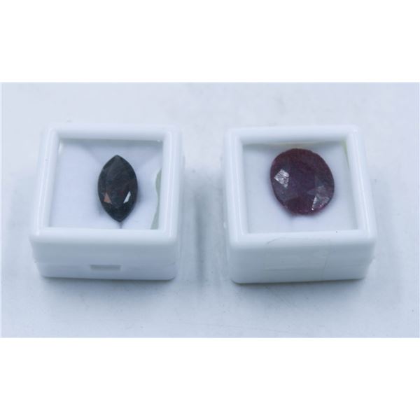 #258-UHEATED SMOKY QZ 4.75 CT & RED RUBY 11.85 CT