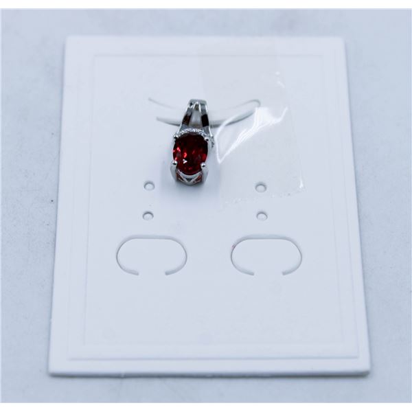 #235-UNHEATED GARNET & CZ  PENDANT