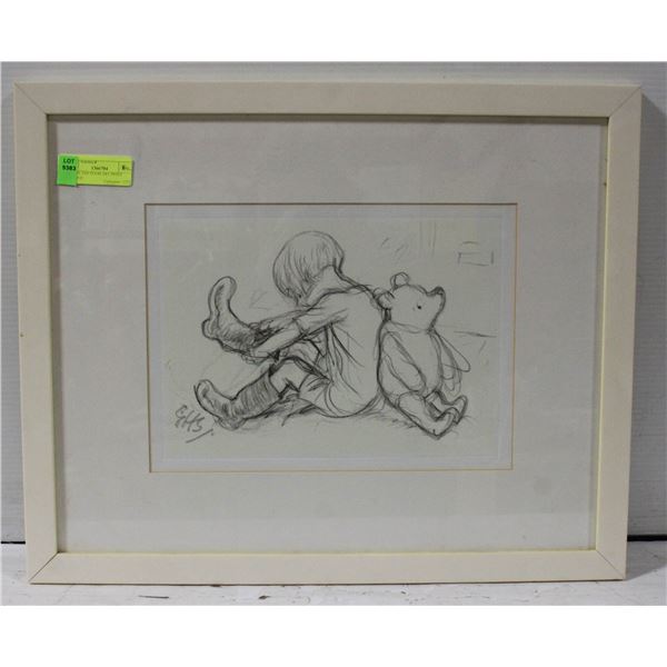 WINNIE THE POOH ART PRINT FRAMED