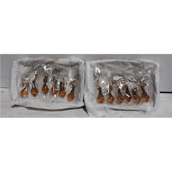 12 YELLOW GLASS DROPS 5" EACH