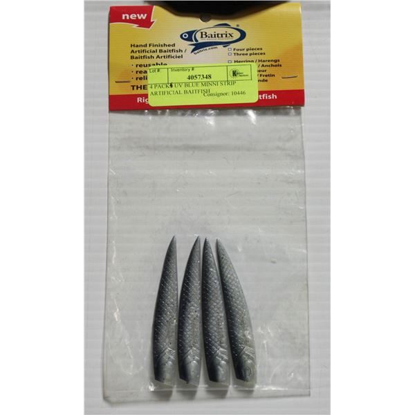 4 PACK UV BLUE MINNI STRIP ARTIFICIAL BAITFISH