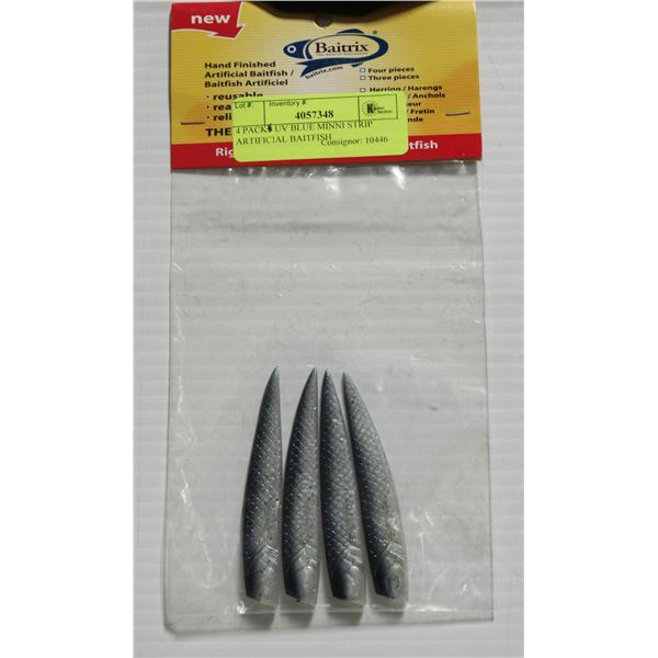 4 PACK UV BLUE MINNI STRIP ARTIFICIAL BAITFISH