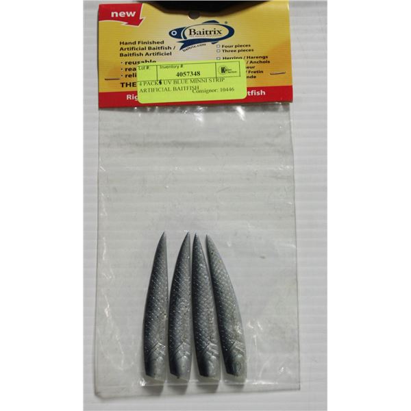 4 PACK UV BLUE MINNI STRIP ARTIFICIAL BAITFISH