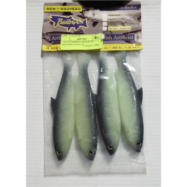 4 PACK HERRING ARTIFICIAL BAITFISH GLOW 6.6"