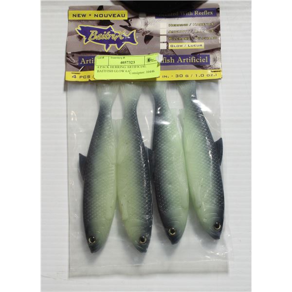 4 PACK HERRING ARTIFICIAL BAITFISH GLOW 6.6"