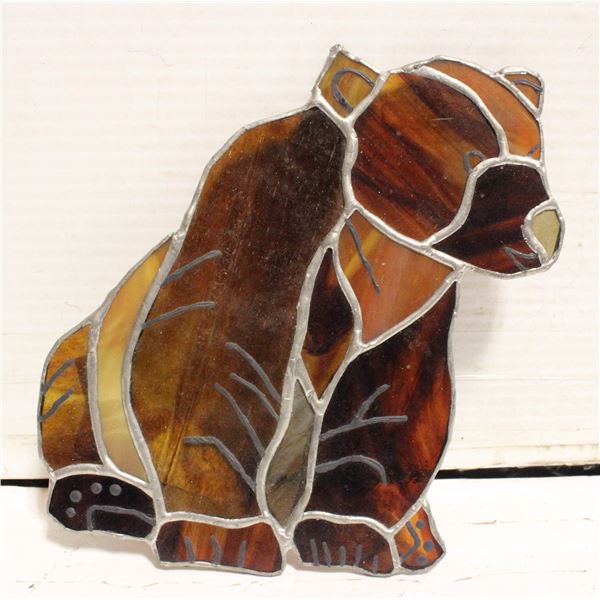SMALL STAINED GLASS BEAR ART
