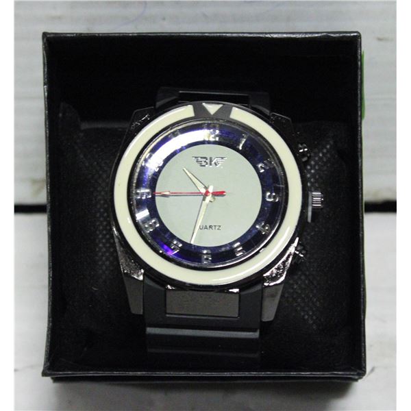 MENS BK QUARTZ WATCH BLACK NEW