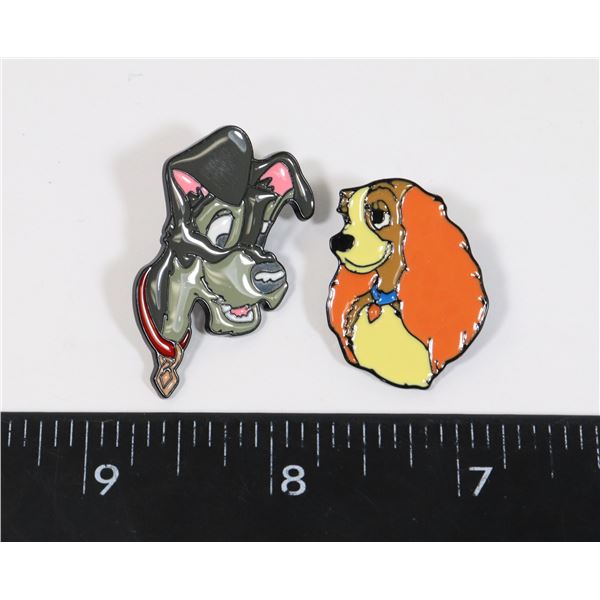 2 NEW LADY AND THE TRAMP THEME LAPEL PINS. ONE