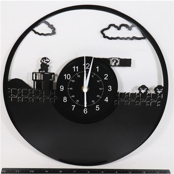 NEW MARIO THEME VINYL RECORD ENGRAVED WALL CLOCK