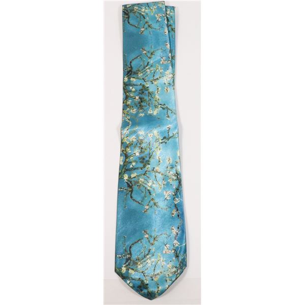 NEW ALMOND BLOSSOM TREE THEMED POLYESTER NECK TIE
