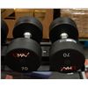 Image 1 : PAIR OF UMAX NEOPRENE COATED DUMBBELLS -70LBS