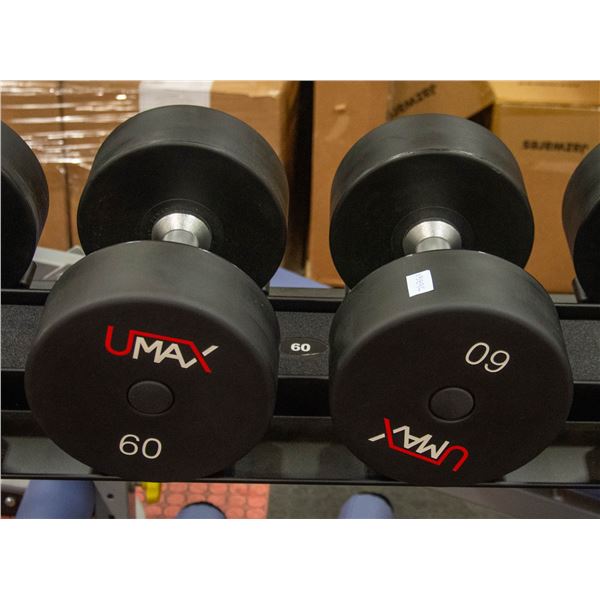 PAIR OF UMAX NEOPRENE COATED DUMBBELLS -60LBS