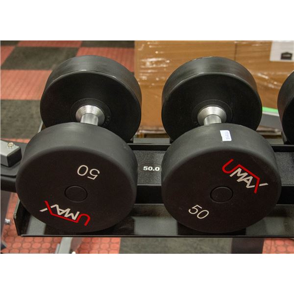 PAIR OF UMAX NEOPRENE COATED DUMBBELLS -50LBS