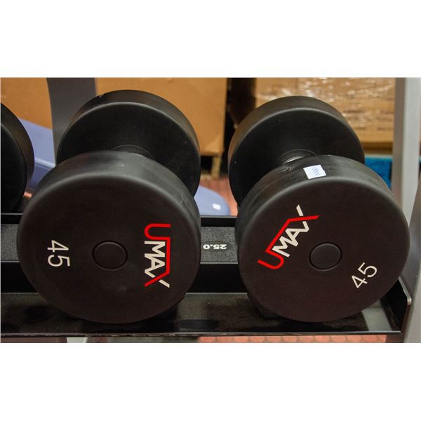 PAIR OF UMAX NEOPRENE COATED DUMBBELLS -45LBS