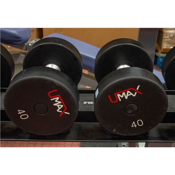 PAIR OF UMAX NEOPRENE COATED DUMBBELLS -40LBS