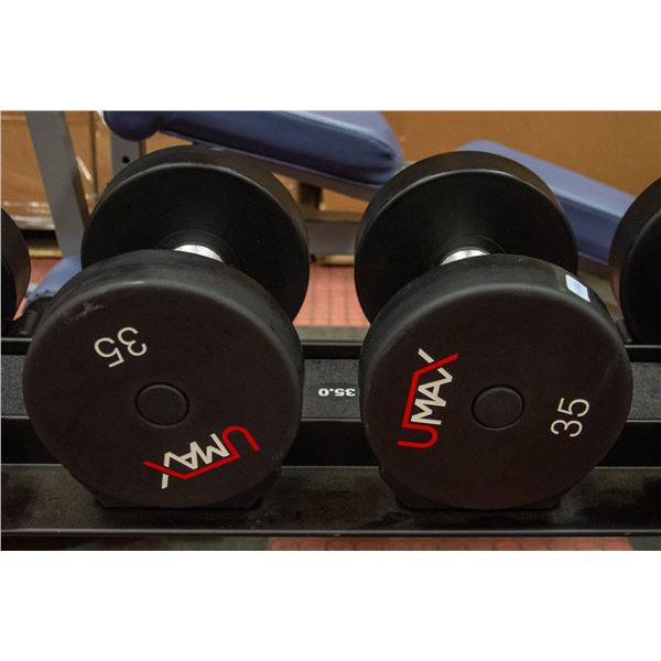 PAIR OF UMAX NEOPRENE COATED DUMBBELLS -35LBS