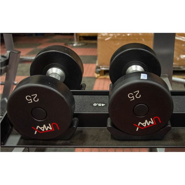 PAIR OF UMAX NEOPRENE COATED DUMMBELLS - 25LBS