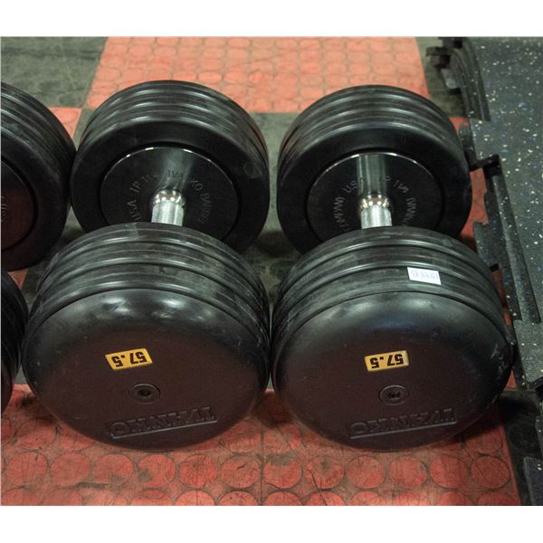 PAIR OF IVANKO 57.5LB COATED DUMMBELLS