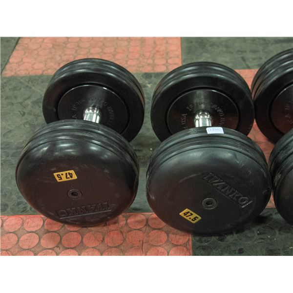 PAIR OF IVANKO 47.5LB COATED DUMMBELLS