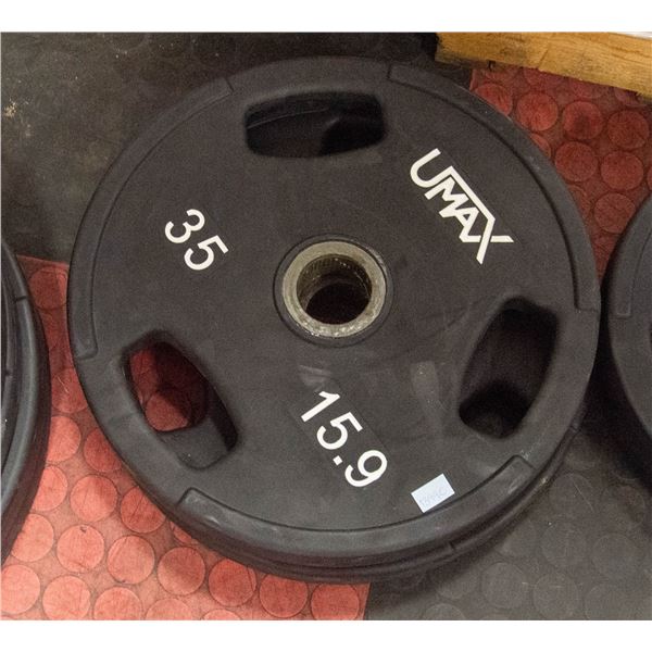SET OF TWO UMAX NEOPRENE COATED 35LB PLATES