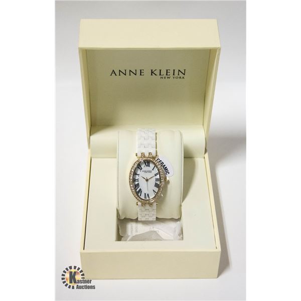 NEW ANNE KLEIN SWAROVSKI CERAMIC OVAL WATCH