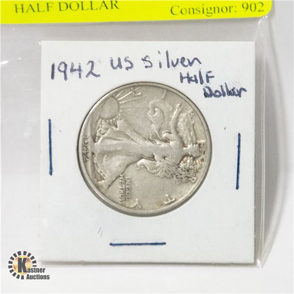 1942 U.S. SILVER WALKING LIBERTY HALF DOLLAR
