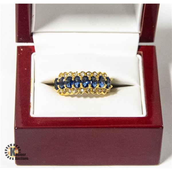 NEW LADIES 10 KT GOLD FILLED LAB SAPPHIRE