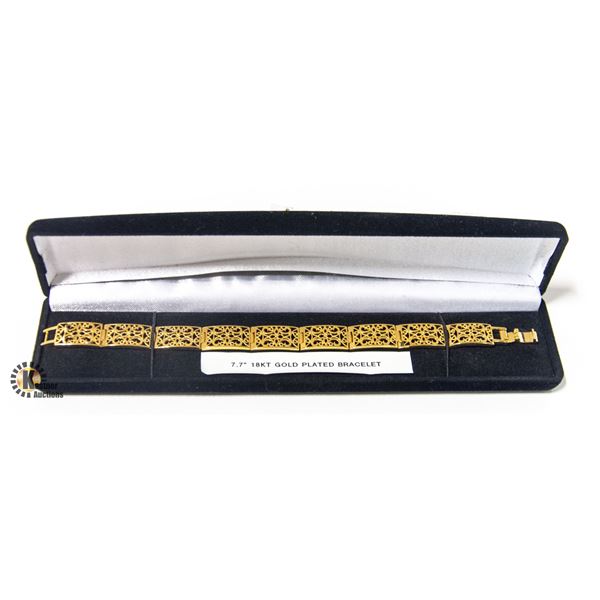 NEW 18 KT GOLD PLATED BRACELET - 7.7 INCHES