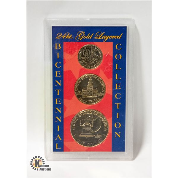 24KT GOLD PL BICETENNIAL US COIN SET