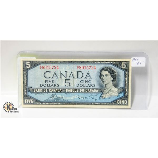 1954 QUEEN ELIZABETH 5 DOLLAR NOTE
