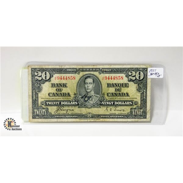 1937 KING GEORGE 20 DOLLAR BILL