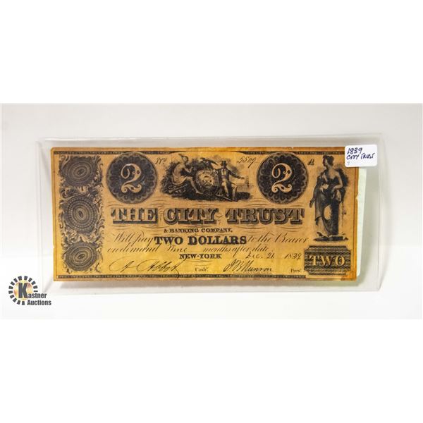 1839 USA CITY TRUST TWO DOLLARS