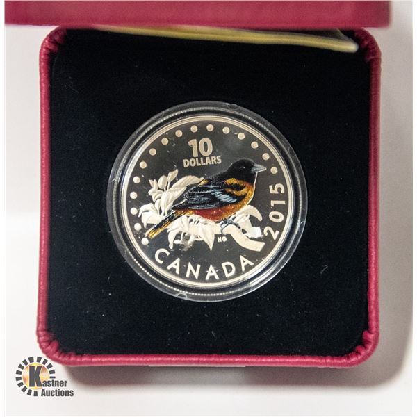 2015 BALTIMORE ORIOLE .999% PURE SILVER 10 DOLLAR