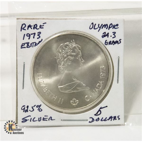 MONTREAL OLYMPIC 1973 92.5% SILVER 5 DOLLARS