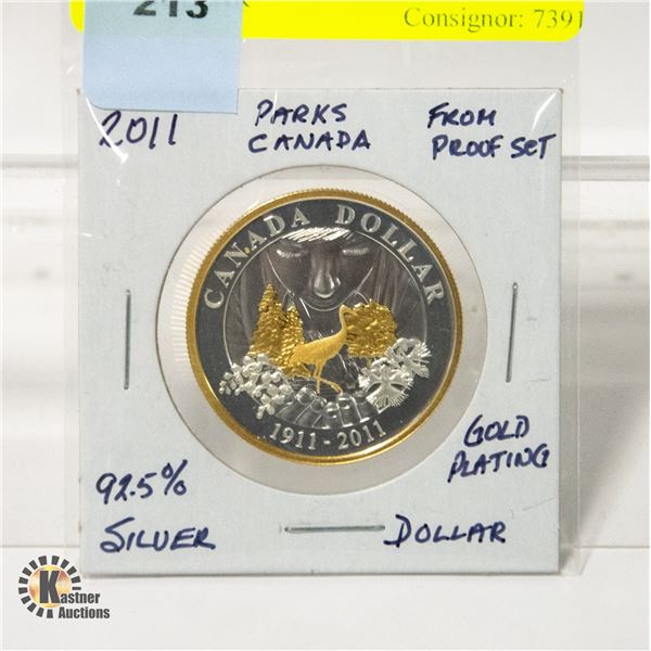2011 PARKS CANADA 92.5% SILVER DOLLAR
