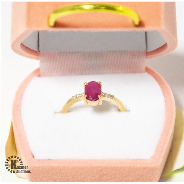 BZ2053-56C 10K 2G RUBY 1.3CT DIAMOND 0.05CT RING