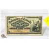 Image 1 : CANADIAN 1923 "SHINPLASTER" (25 CENT PAPER MONEY)