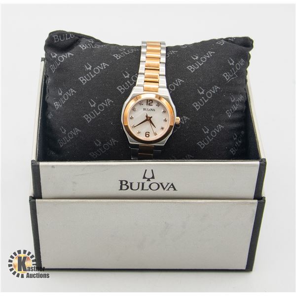 #1128-NEW GENUINE LADIES DIAMOND GALLERY BULOVA