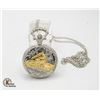 Image 1 : #1125-BRAND NEW TWO TONE POCKET WATCH W. GOLD TONE