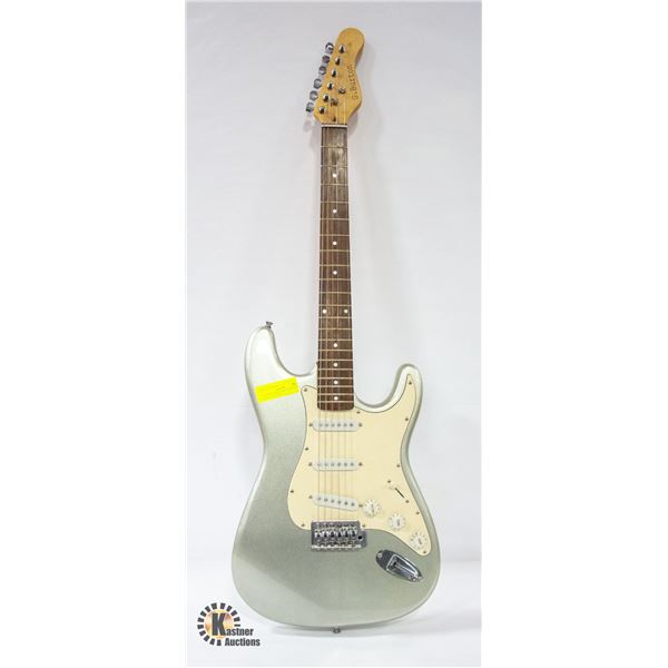 G. BUTTON ELECTRIC STRAT STYLE SILVER WITH SOFT
