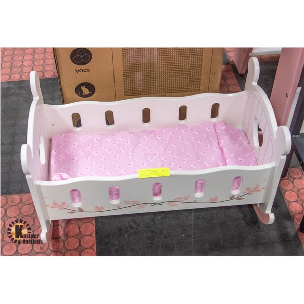 NEWLY ASSEMBLED ROBUD ROCKING DOLL CRADLE